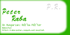 peter raba business card